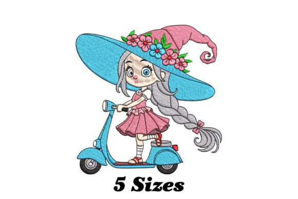 Cute Girl Riding Scooter Embroidery Review