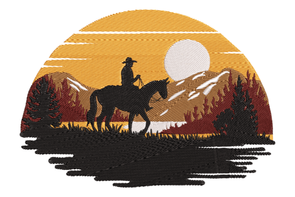 Horse Rider Sunset Embroidery Review for Etsy Shops